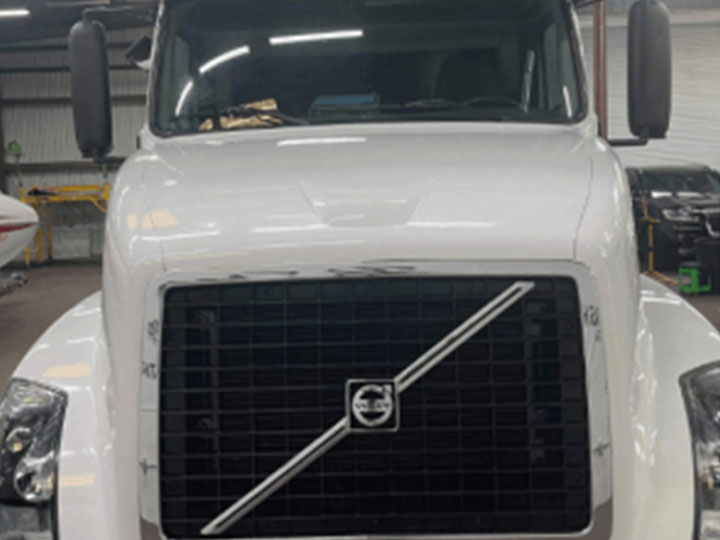 White Volvo Semi Truck